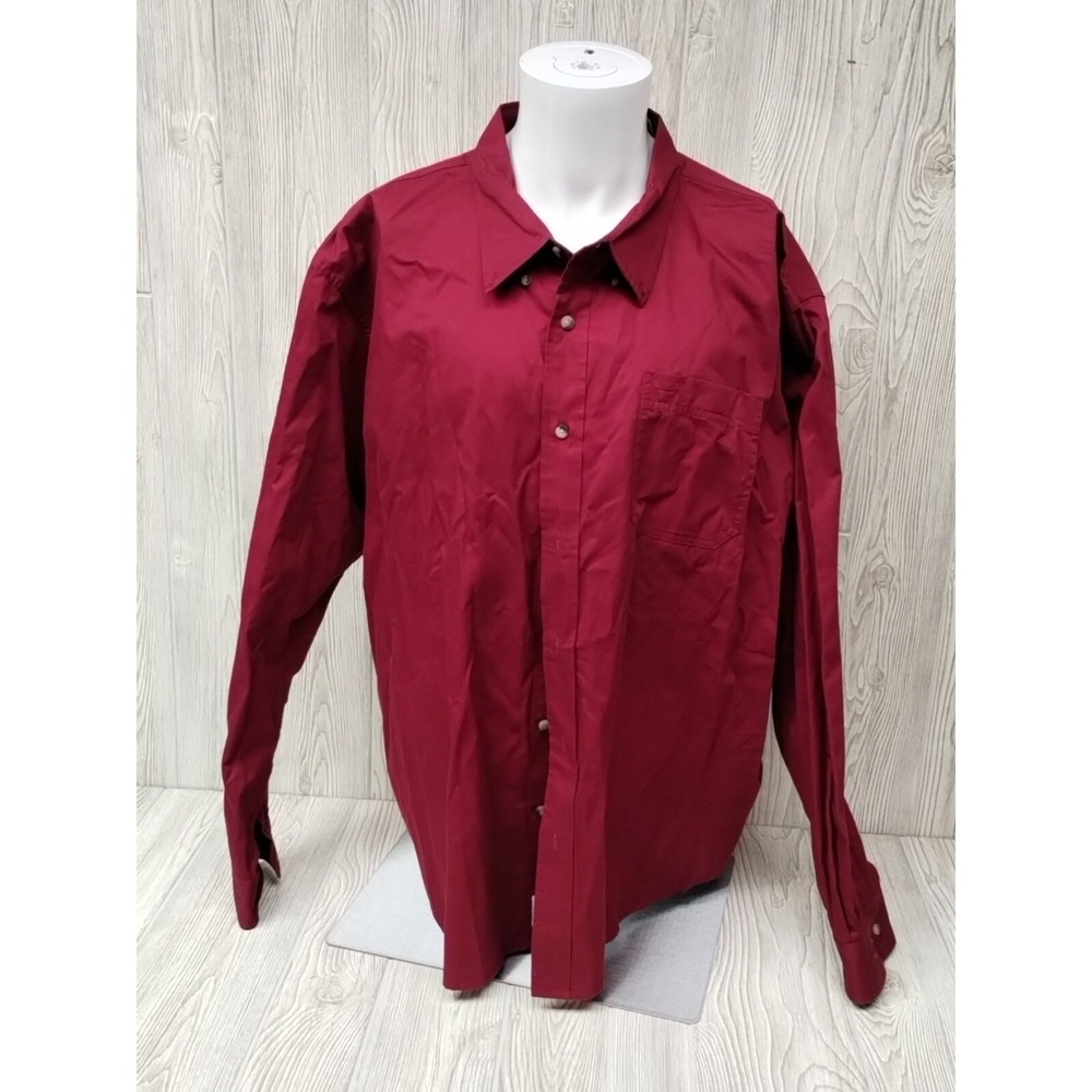 Wrangler Men's Red Long Sleeve Button Up Shirt‎ Size 3XL Pocket Casual Dress